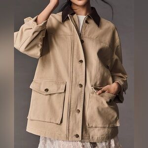 Pilcro Faux-leather Collar Barn Jacket
